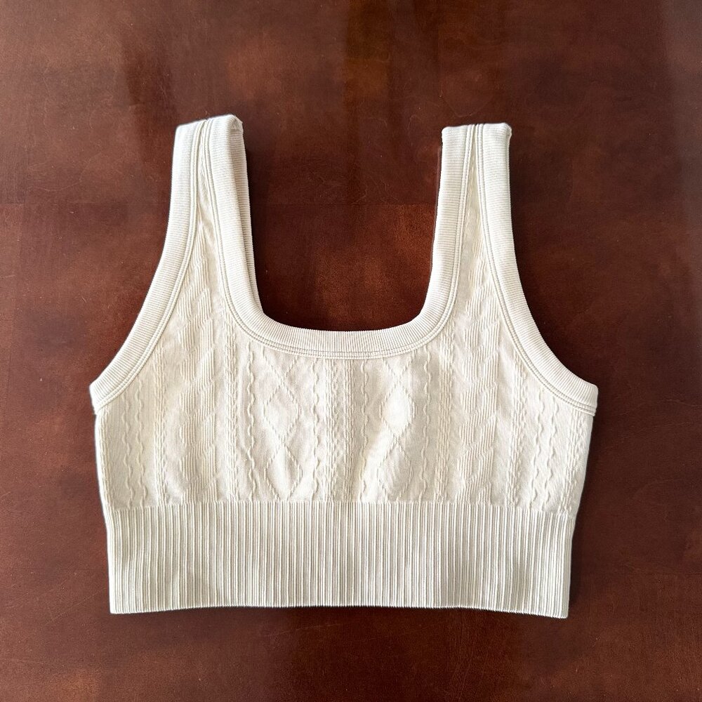 Joy Lab Beige Cable-Knit Seamless Tank Top, Size - Medium - NWOT's